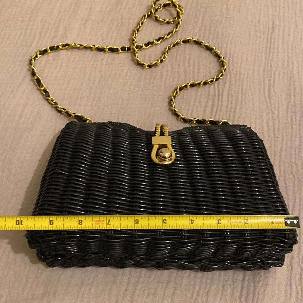 Vintyge Elegant Black Woven Chain Strap Bag - Picture 6 of 10